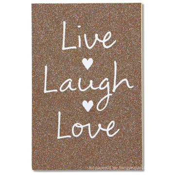 Amerikanische Grüße Live Laugh Love Hochzeitskarte mit Glitzer